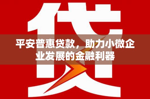 曲沃平安普惠贷款，助力小微企业发展的金融利器